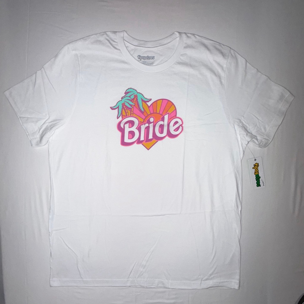 Tipsy Elves Malibu Bride Graphic Tee NWOT White 2X XXL Retro Coastal Cowgirl 70s
